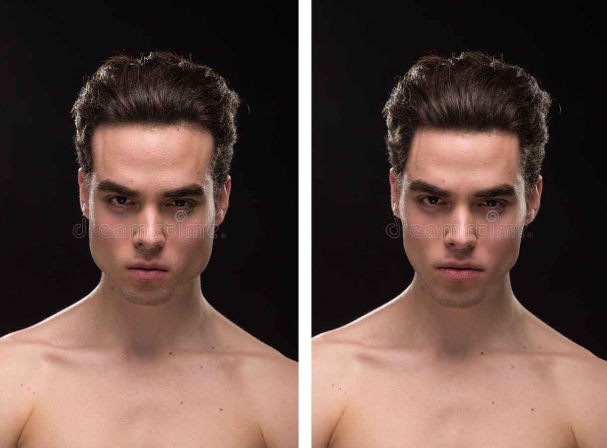 Young man head face closeup jawline adult model shoulders shirtless 86227803