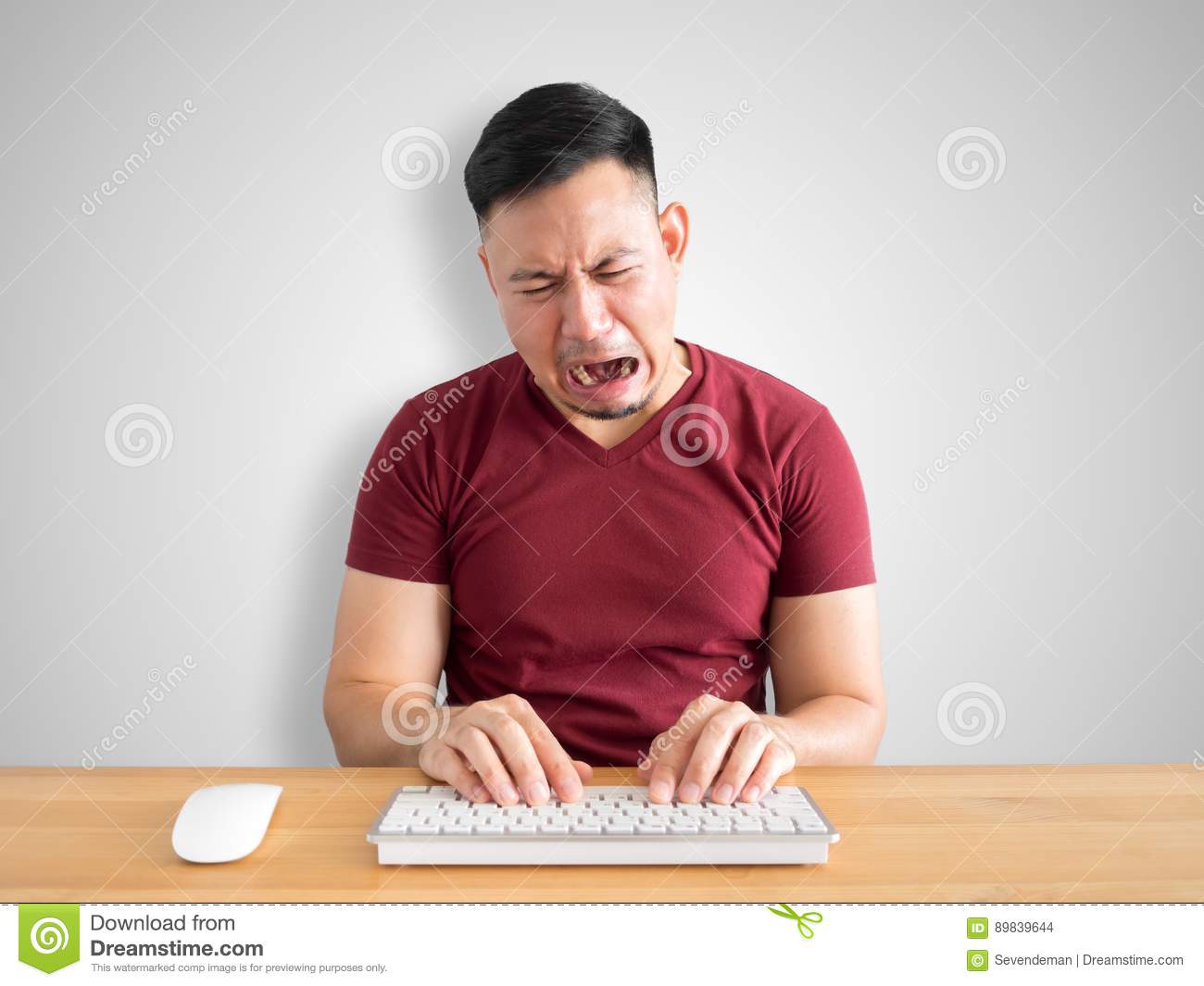 Sad crying face asian man who failed his work sad crying face man working office 89839644