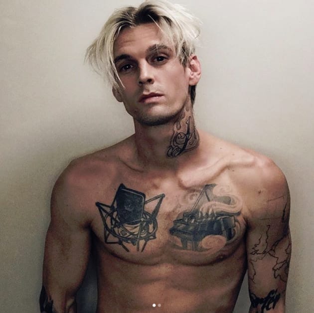Aaron carter with chest tats