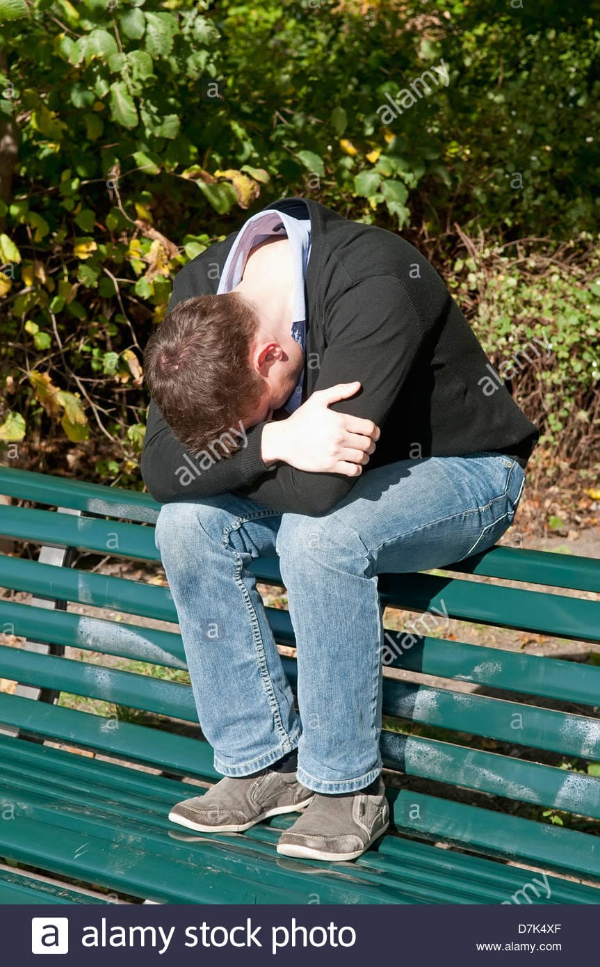 Depressed guy bus stop