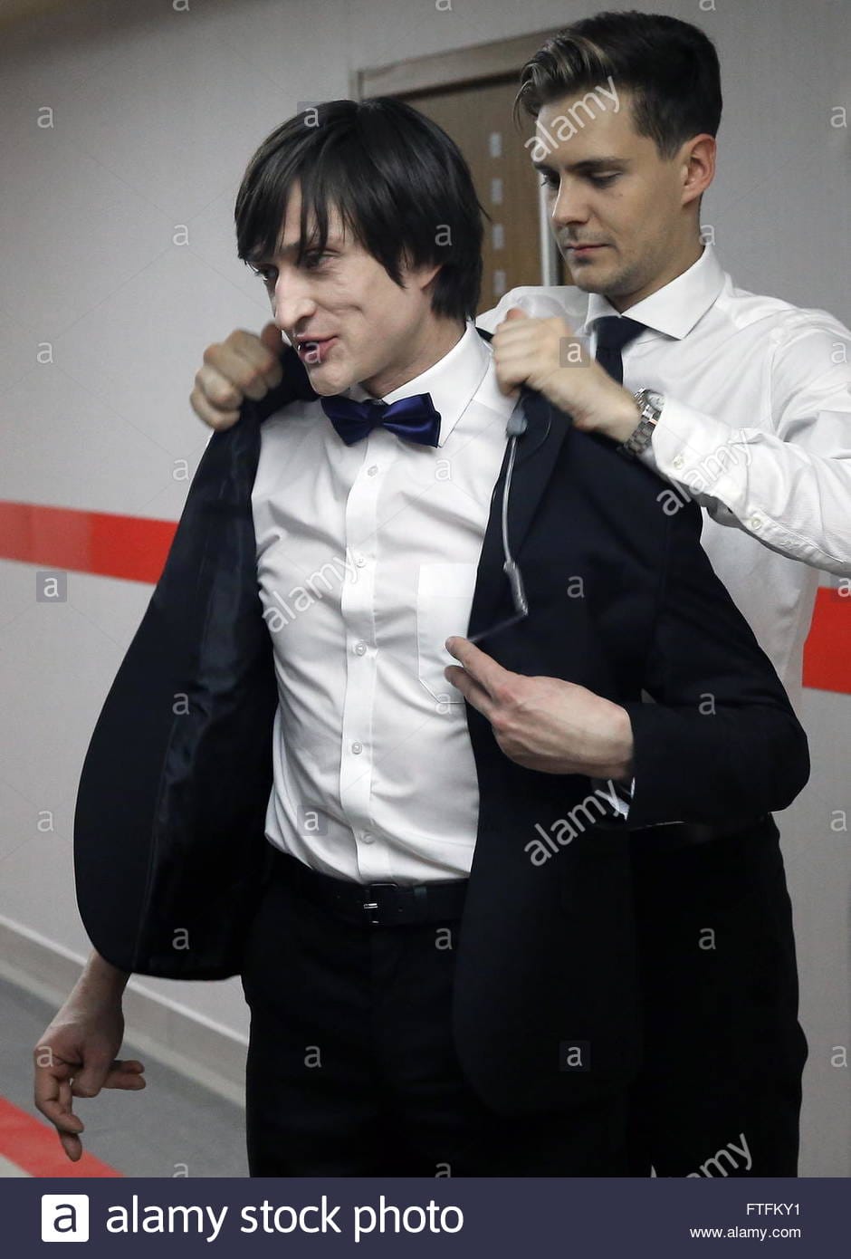 Moscow russia 21st mar 2016 russian actor yuri chursin l and serbian FTFKY1