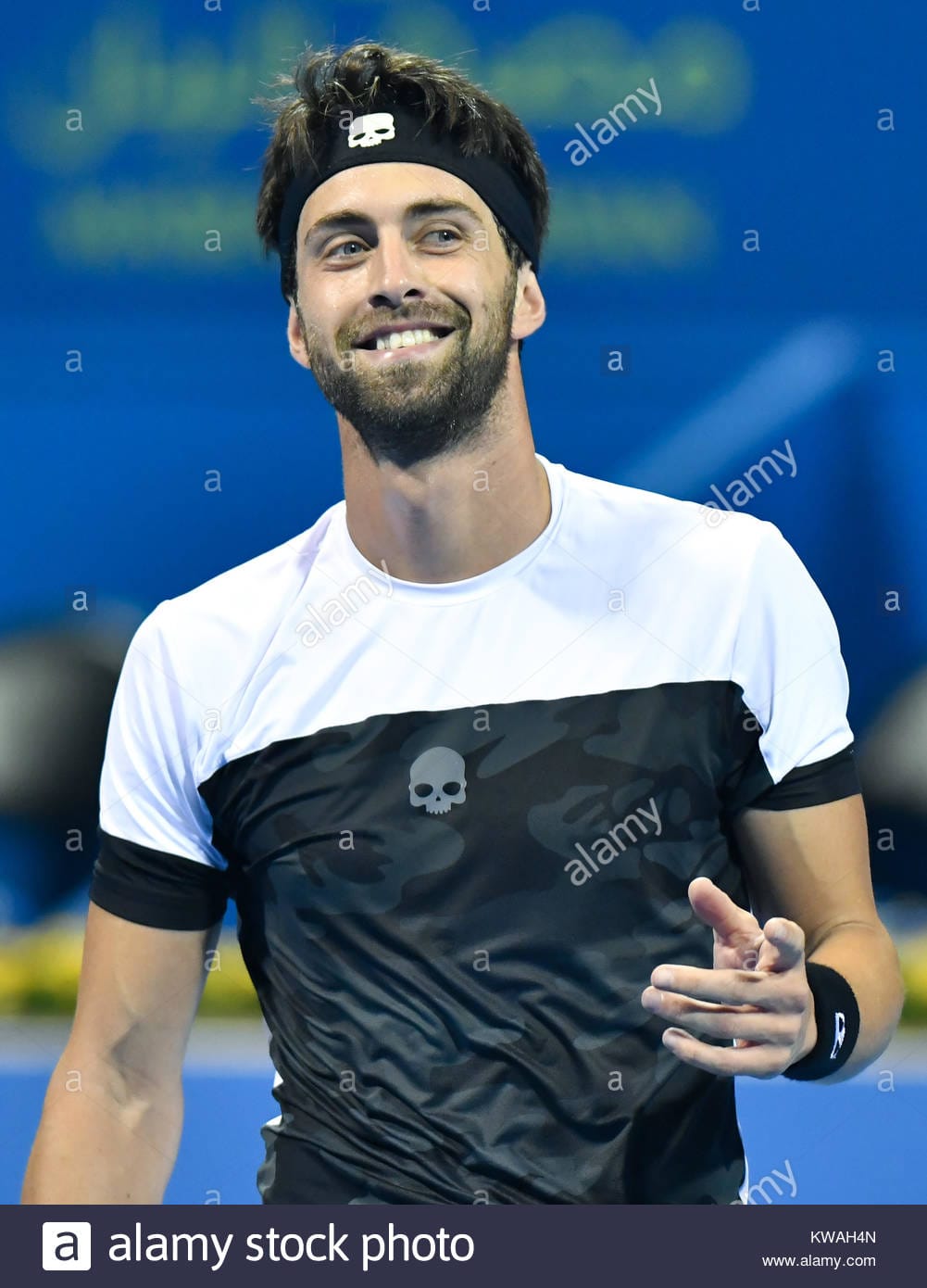 Doha qatar 1st jan 2018 nikoloz basilashvili of georgia celebrates KWAH4N