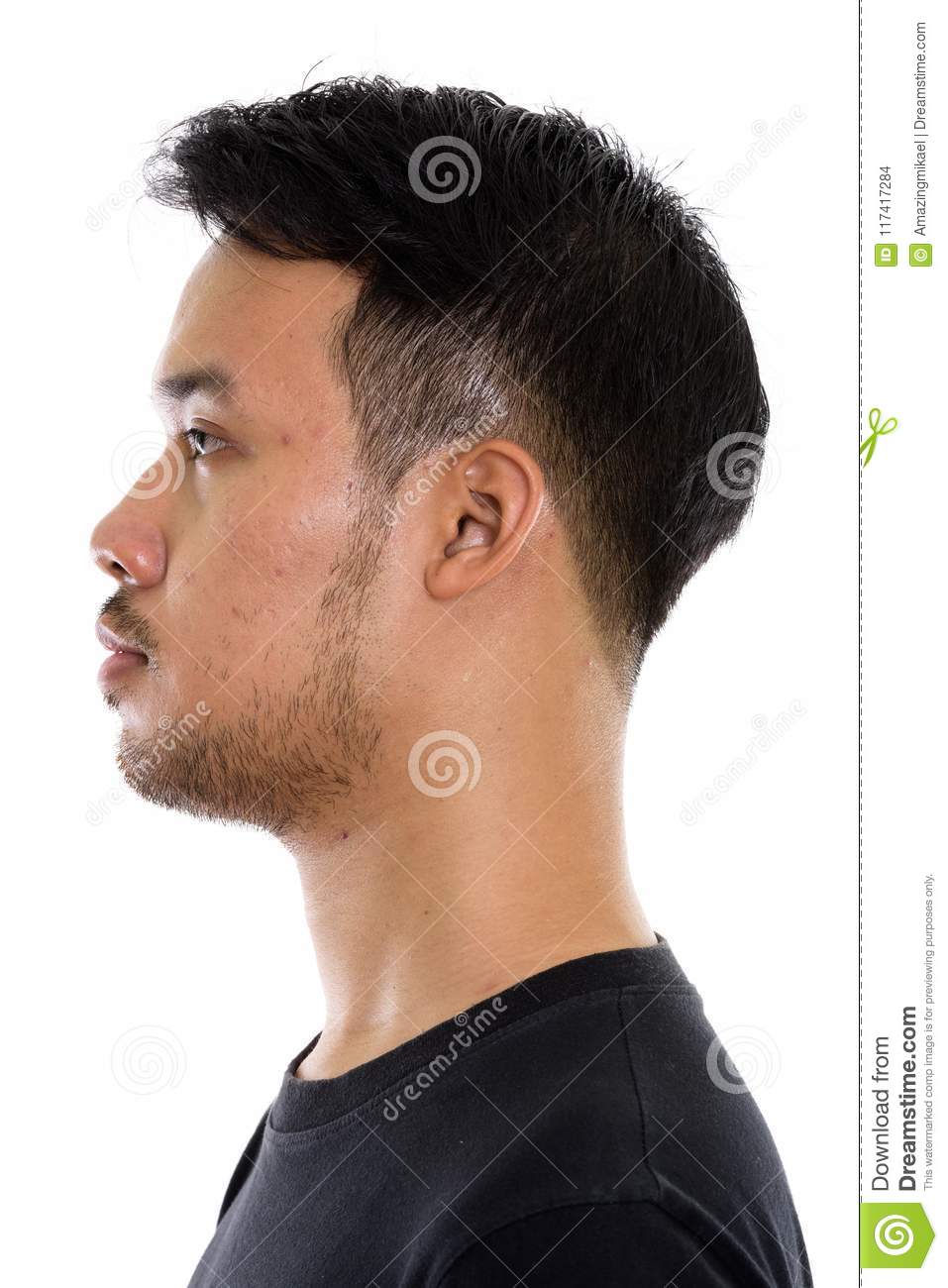Studio shot young asian man thailand profile view face 117417284