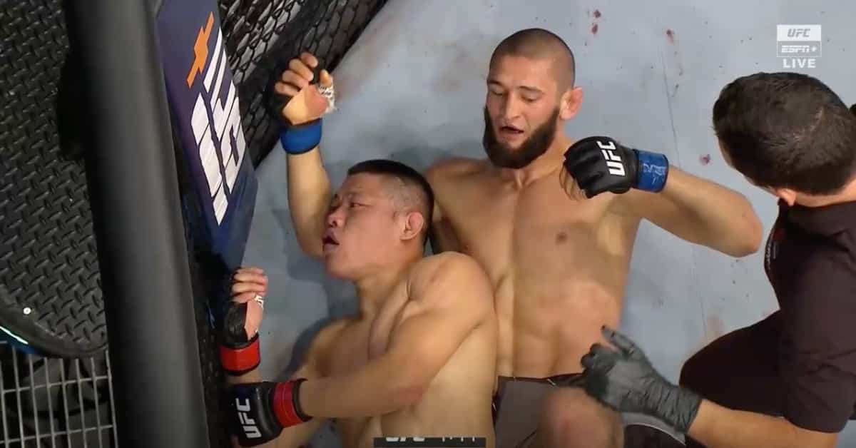 Khamzat Chimaev Submits Li Jingliang With Rear Naked Choke