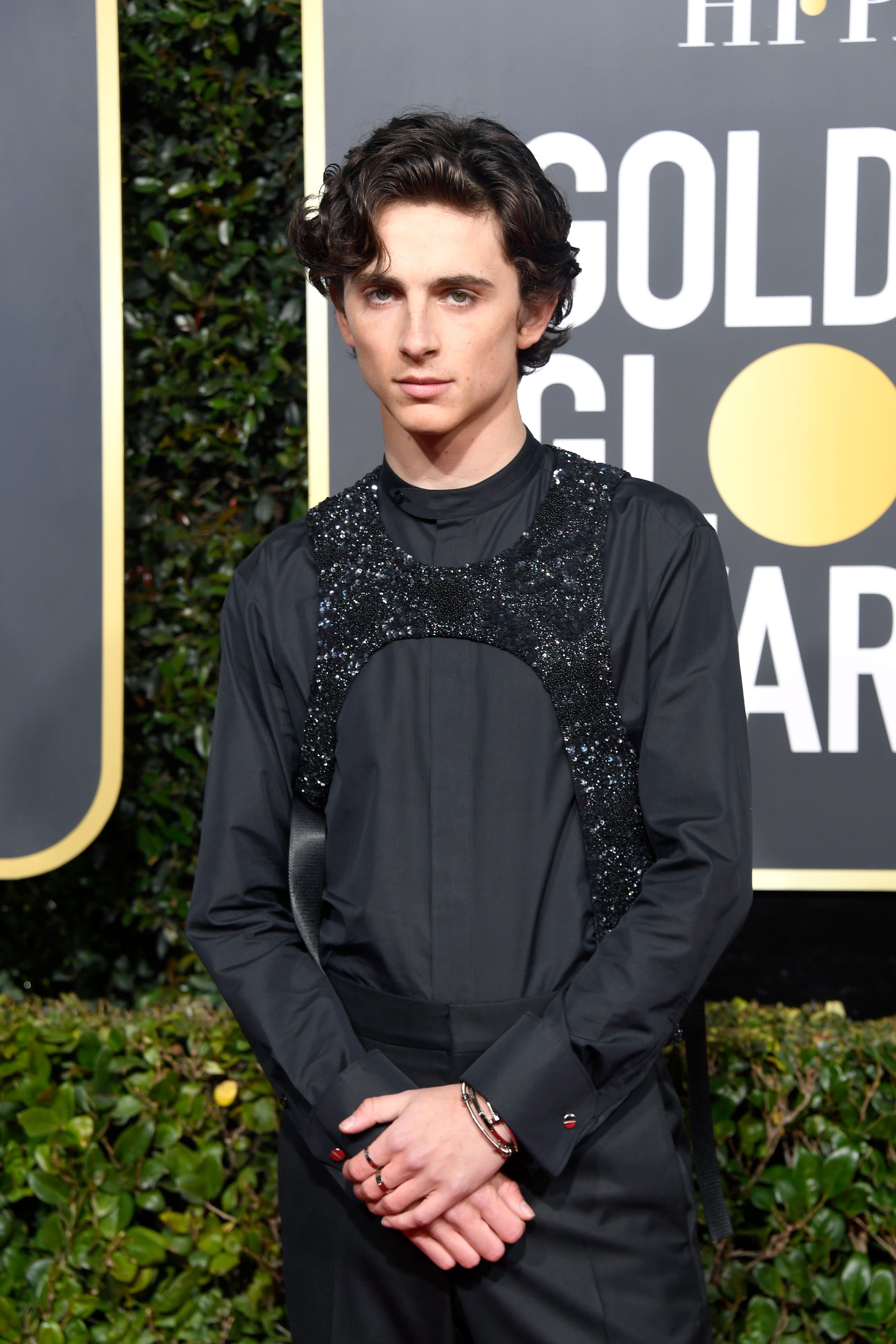 Timothee chalamet just wore a bedazzled harness to the golden globes