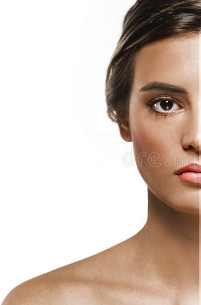 Woman tan half face beautiful portrait studio 643115881