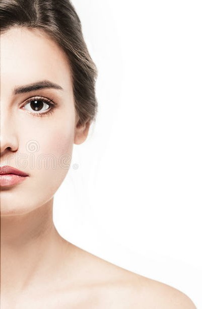 Woman tan half face beautiful portrait studio 643115882