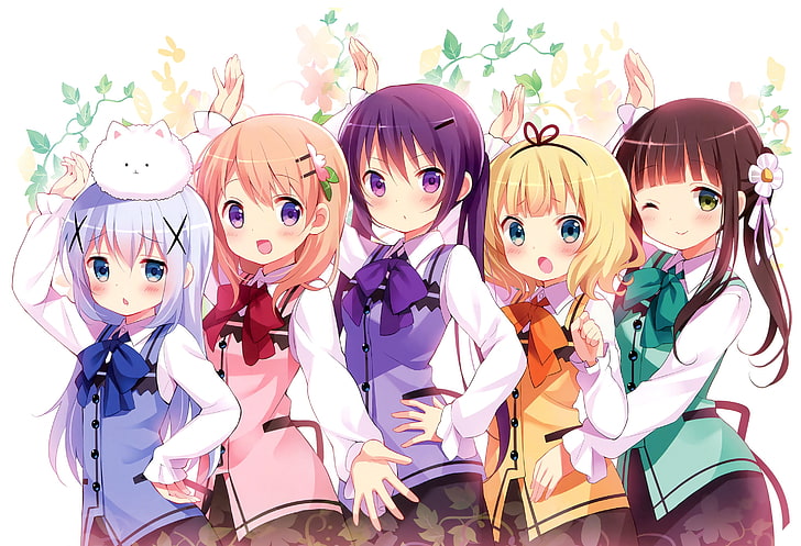 Anime girls long hair gochuumon wa usagi desu ka blonde wallpaper preview