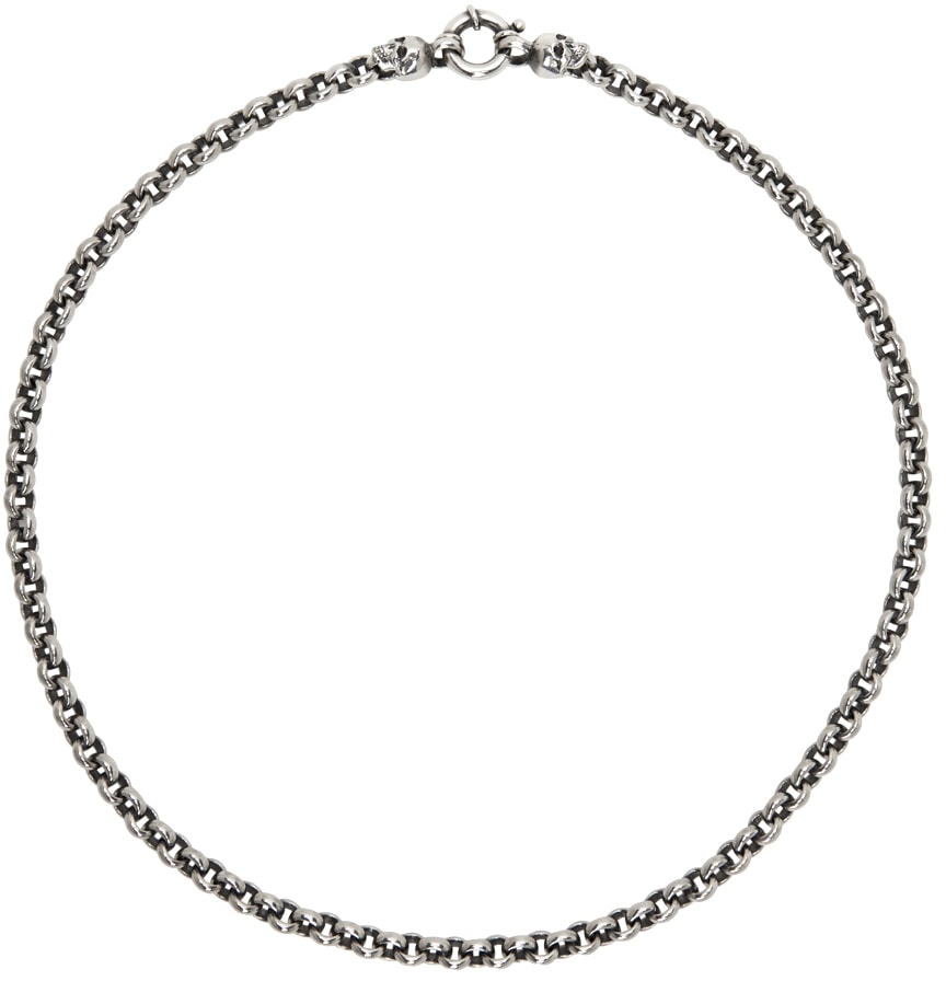 Ugo cacciatori silver chain and skulls necklace