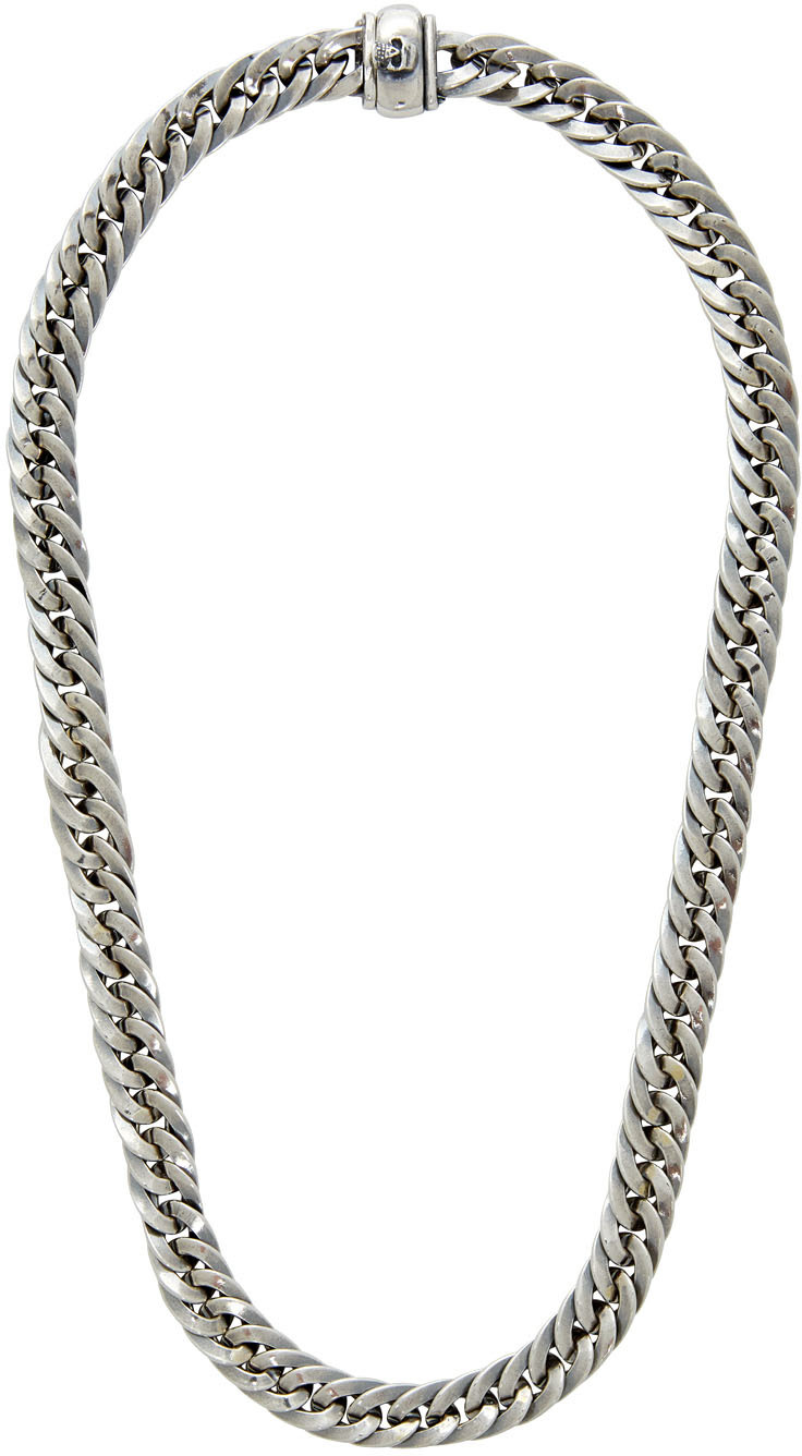 Emanuele bicocchi ssense exclusive silver herringbone chain necklace