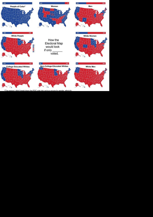 A map generated in response to Nate Silvers original What if only women voted viral