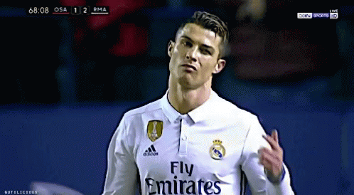 Ronaldo waving hand keep talking mogger gif