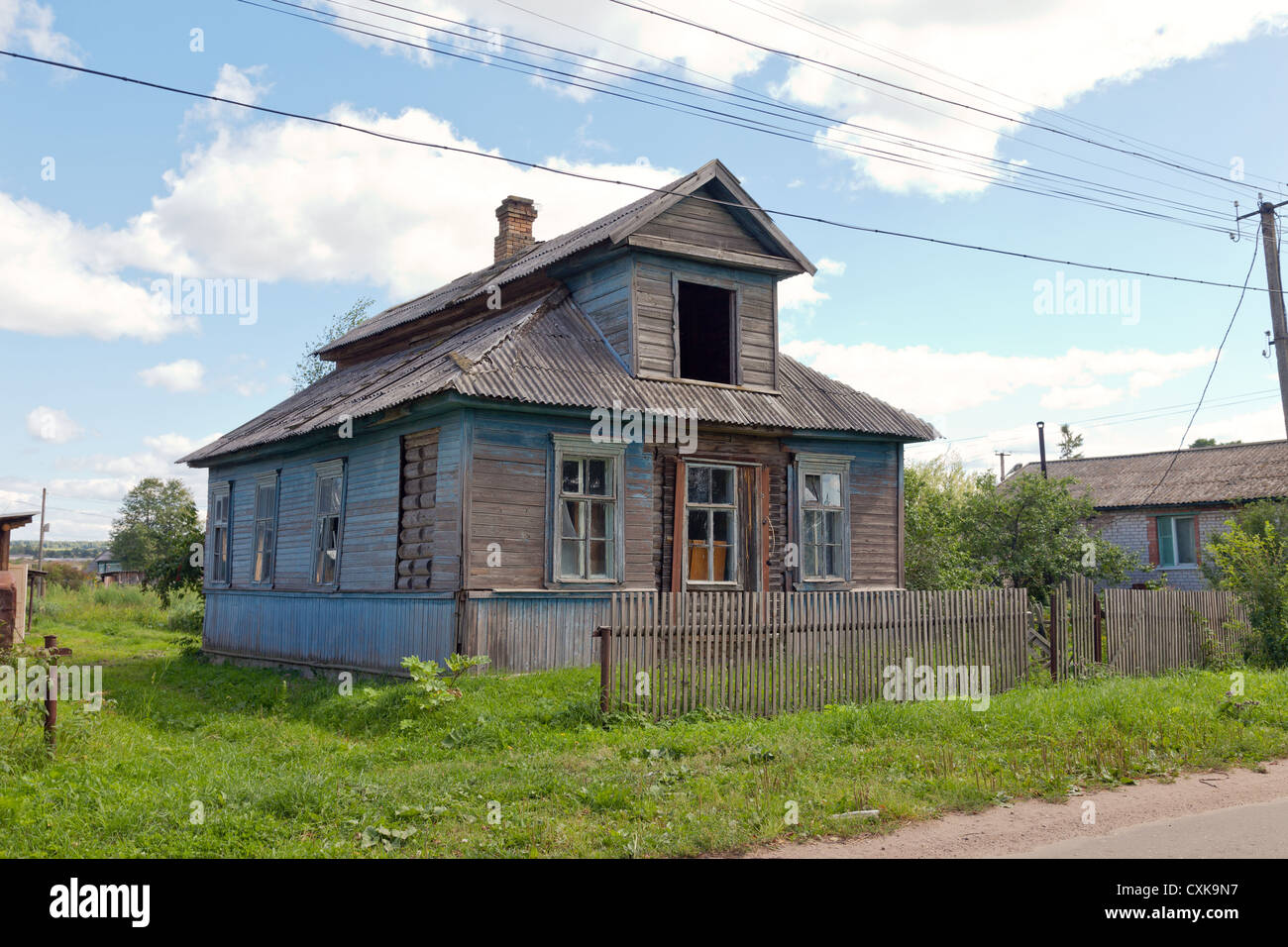 Old wooden house in russian village novgorod region russia CXK9N7