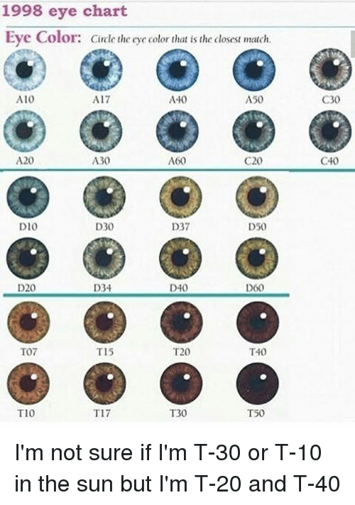 1998 eye chart eye color circle the eye color that 13791481
