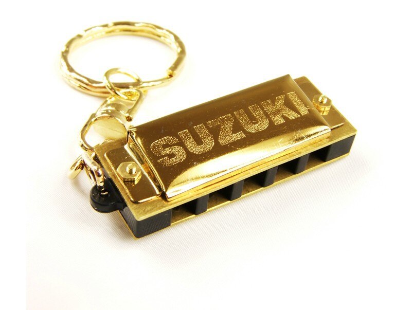5PCS Lot Golden Suzuki Mini Harmonica 5 Hole 10 Tone with Key Chain for gift