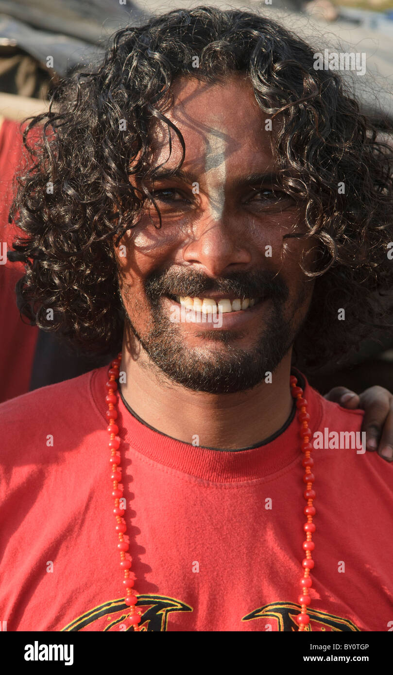 Portrait of an indian man at a homeless camp in kathmandu nepal BY0TGP
