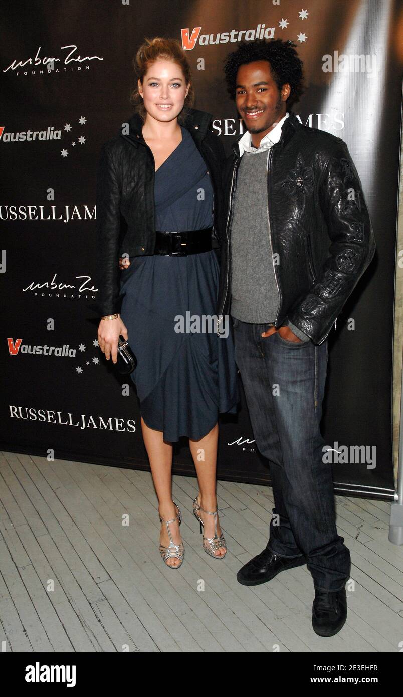 Model doutzen kroes and dj ruckus arriving at russell james teneues launch of russell james at