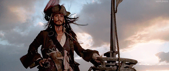 Captain jack depp flowing hair wonderful heroic gif