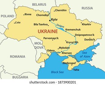 Map ukraine country eastern europe 260nw 1873900201