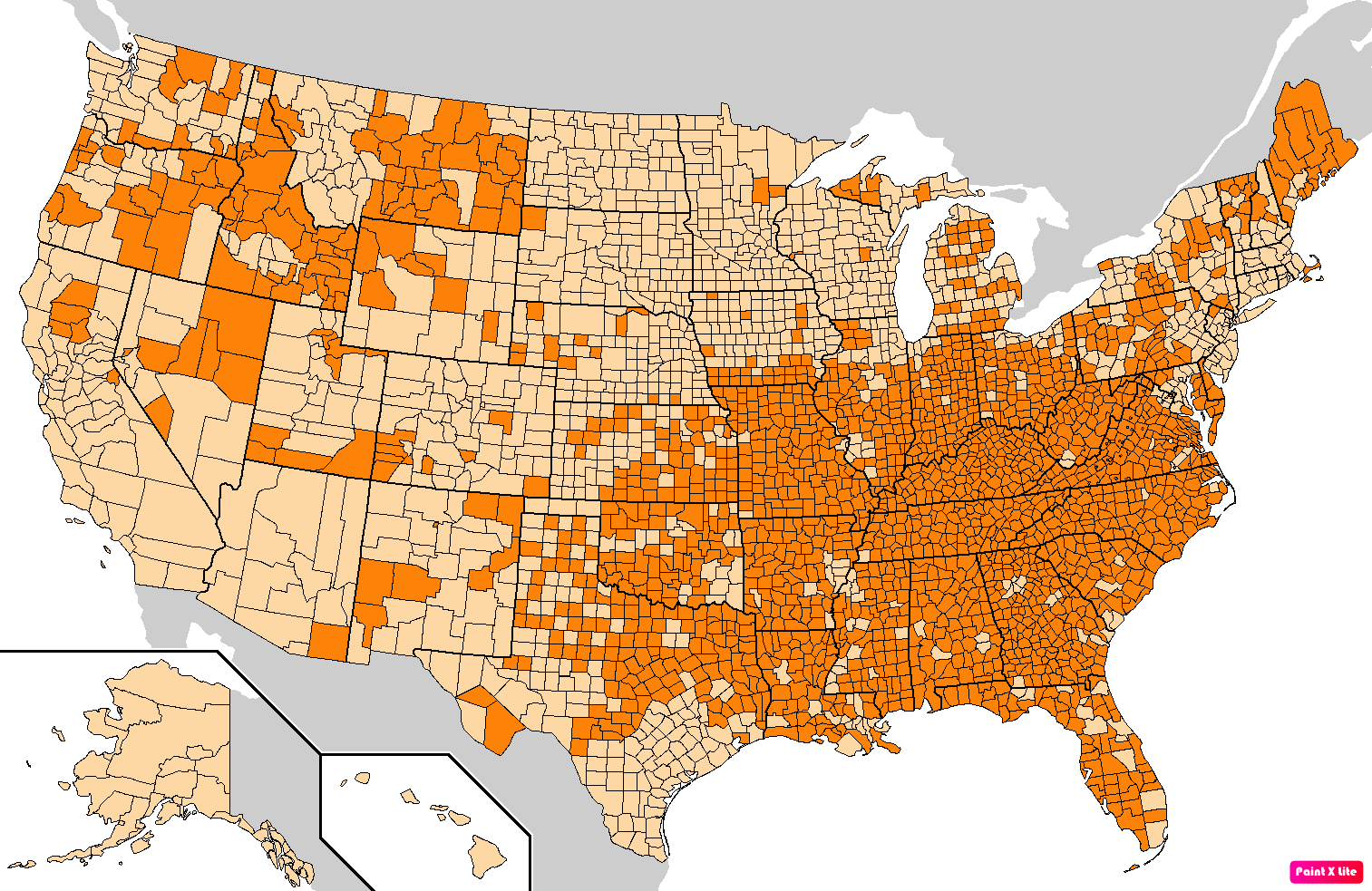 Scotch Irish or American ancestry by county