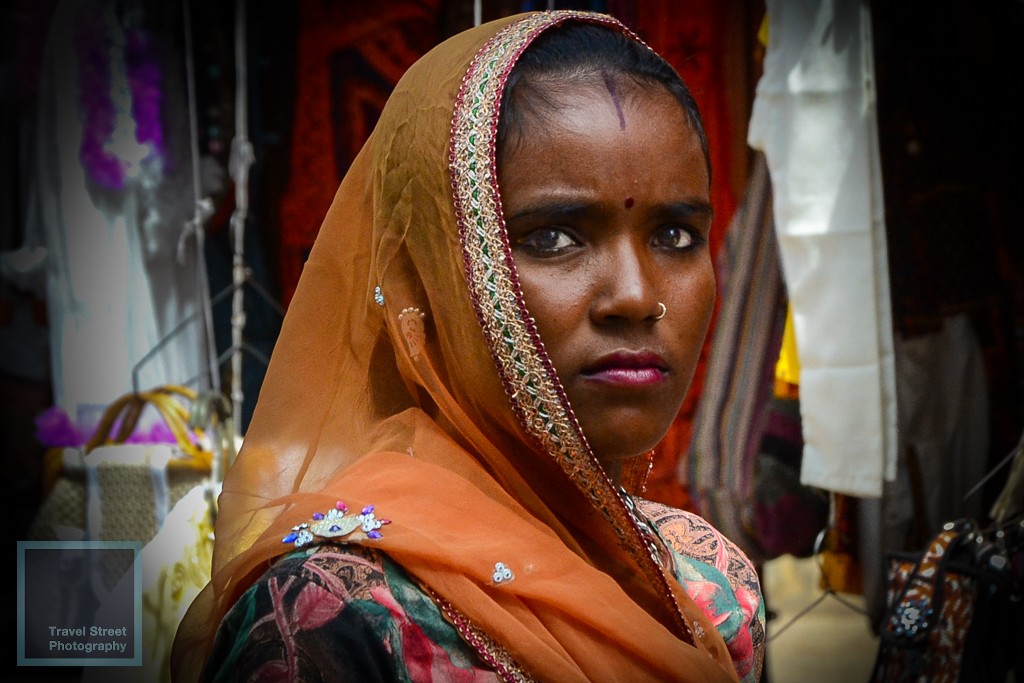 Travel street photography dark skinned indian woman