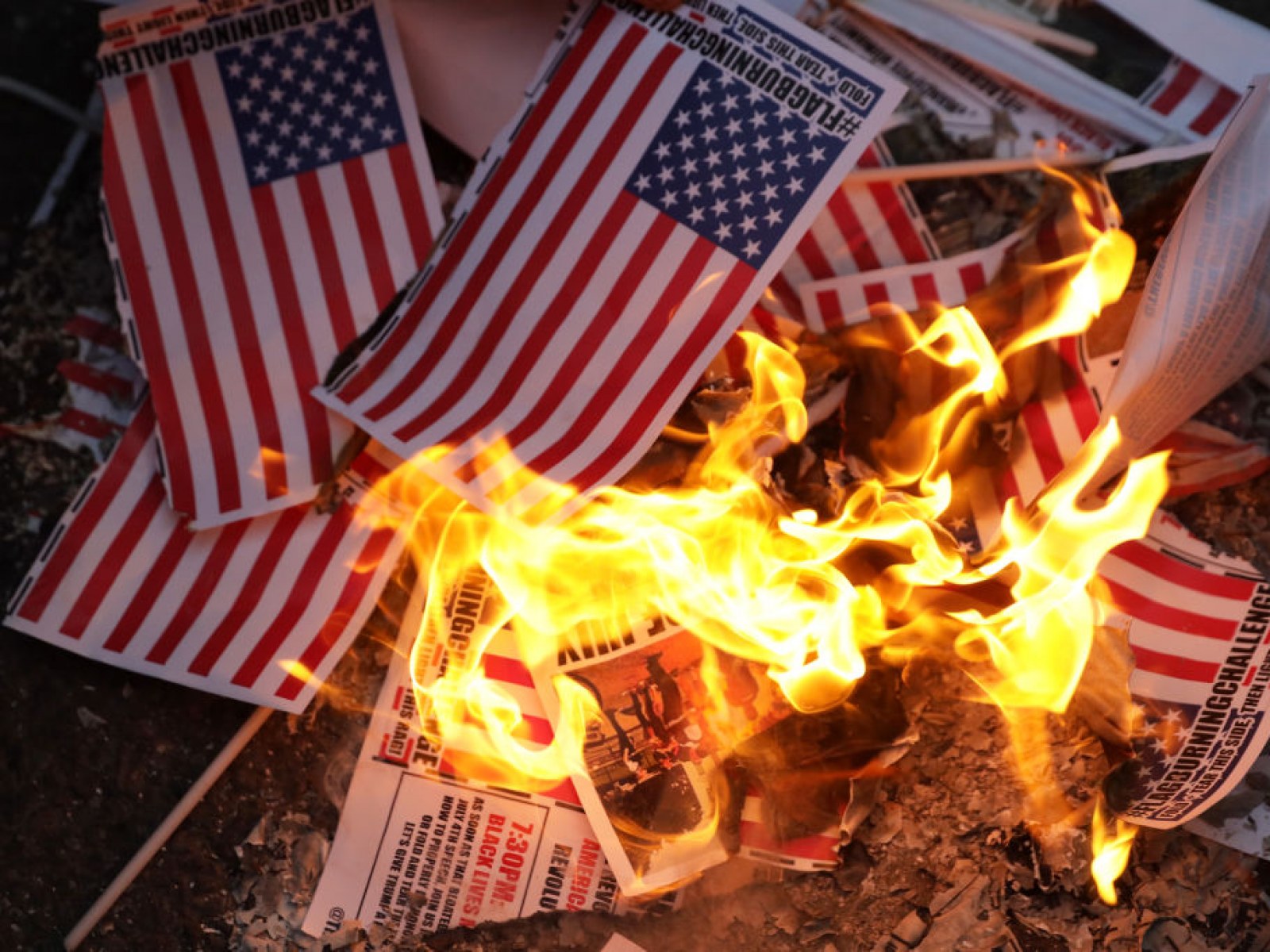 Burning us flags