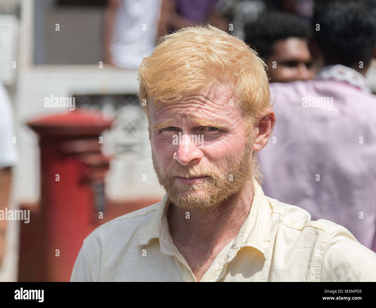 Albino man indian hindu blonde white parade matale sri lanka M3NPG9