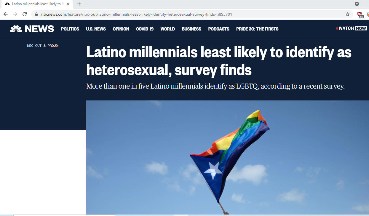 Latinos least likely to identify as heteros