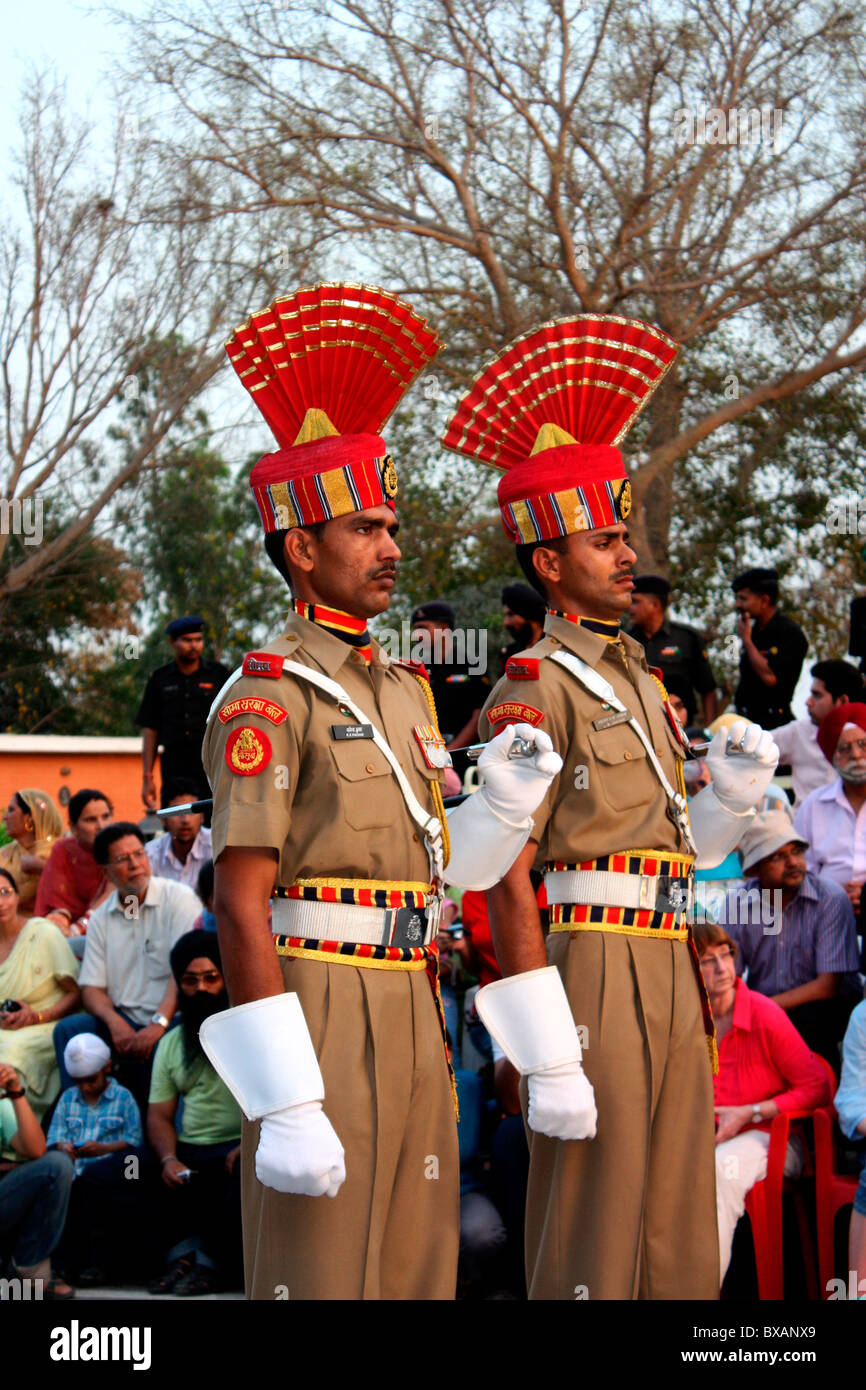 People watching the retreat ceremony at wagah border of india pakistan BXANX9