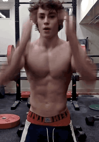 Sexy young shirtless fit teen david laid muscle body gay gif
