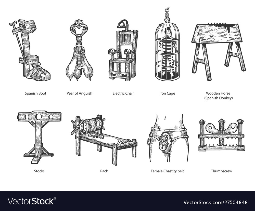 Torture device set sketch vector 27504848