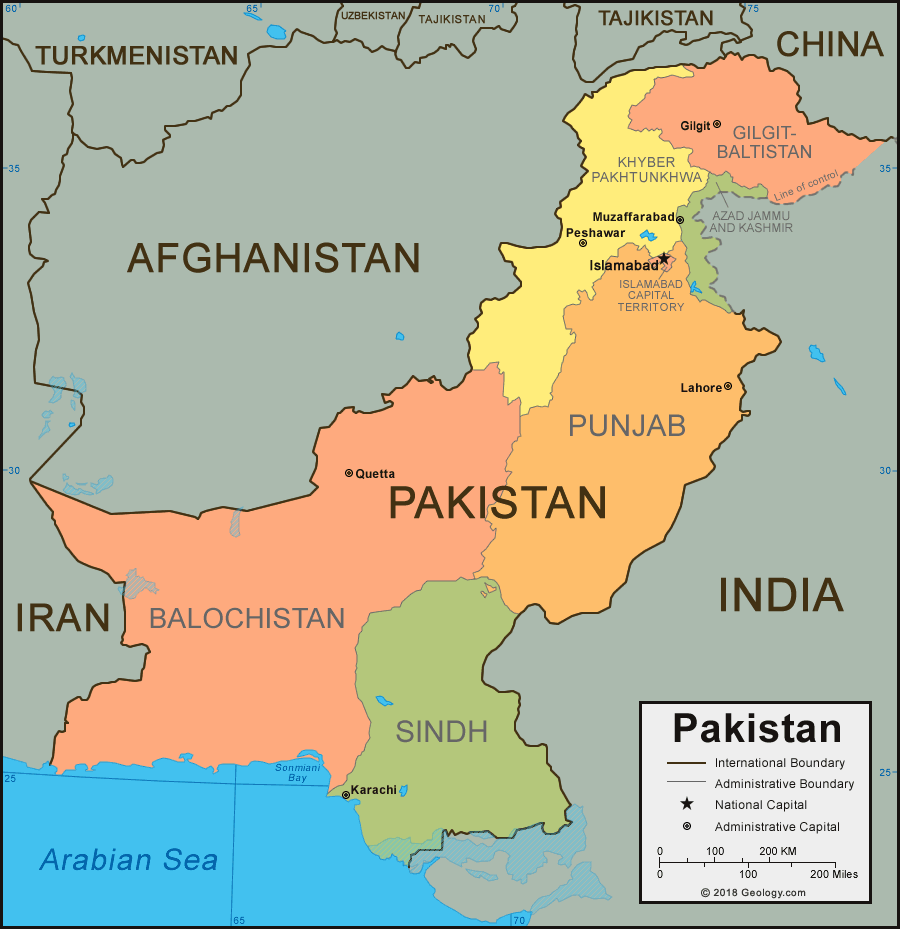 Pakistan province map