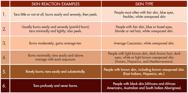 Skin type scale