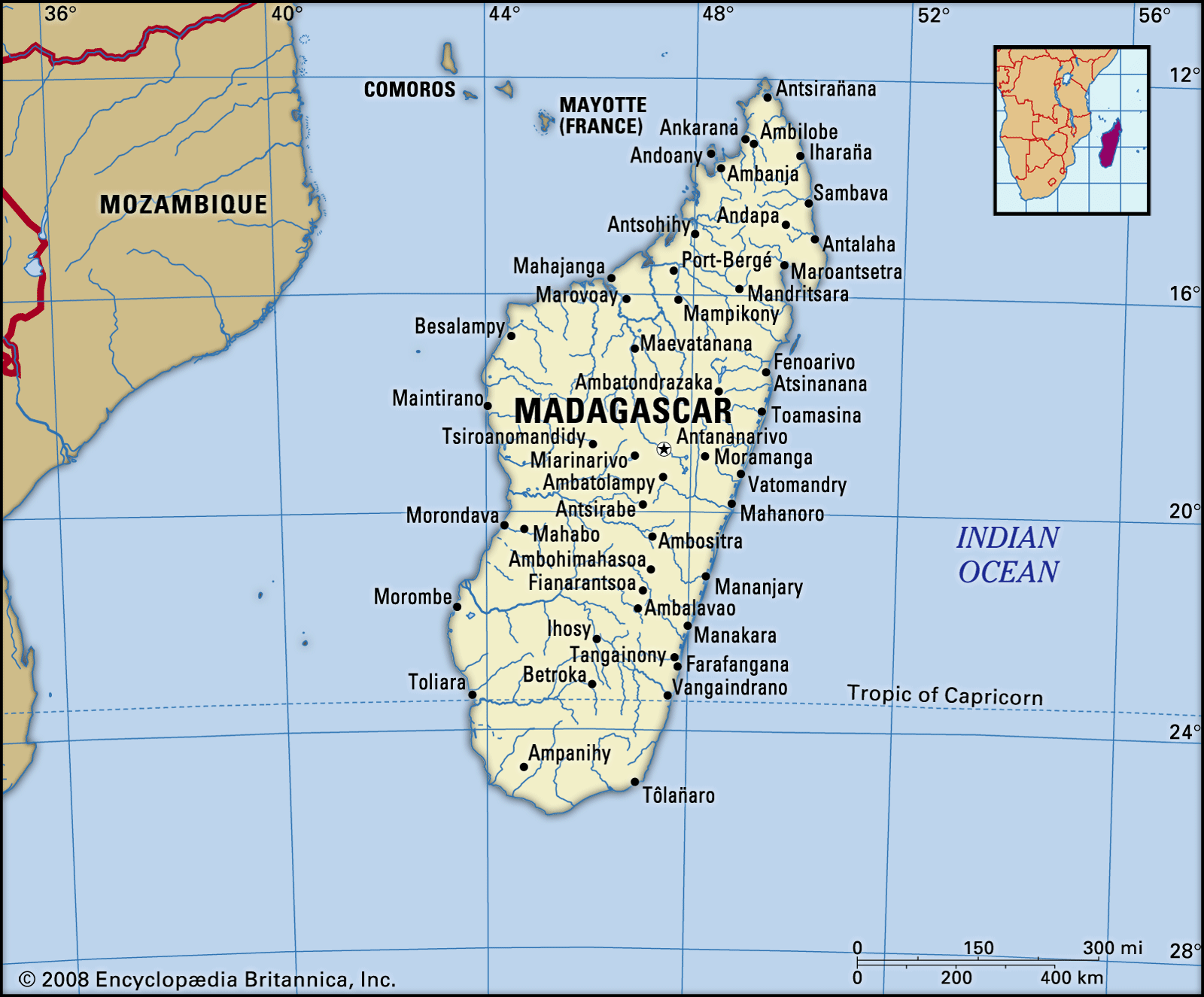 Madagascar map boundaries cities locator