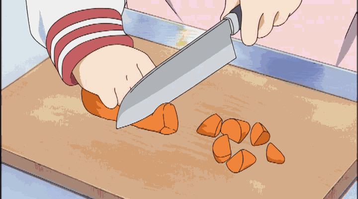 Knife cutting carrot