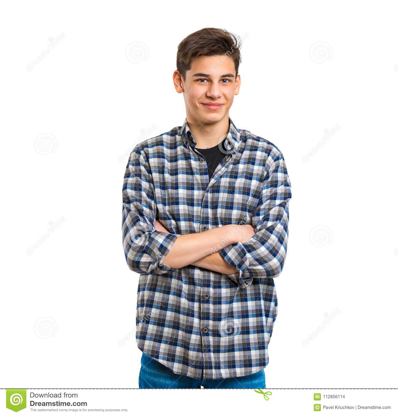 Portrait handsome teenager white background young man portrait handsome cheerful teenager whit