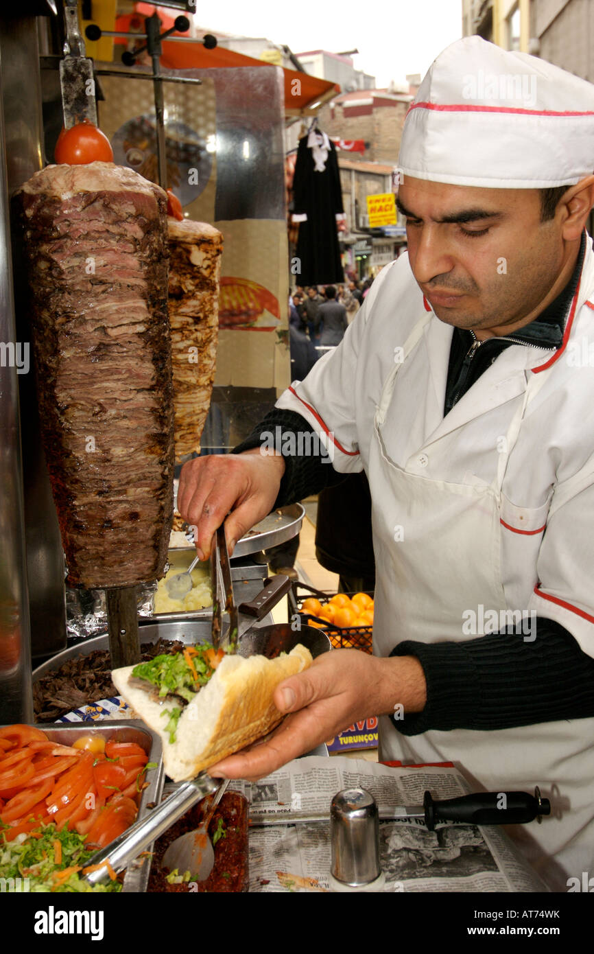 Turkish kebab stand in istanbul turkey AT74WK