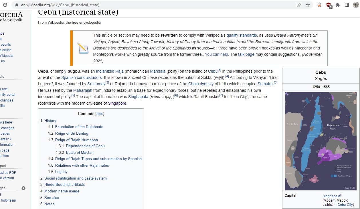 Tamil empires in Southeast Asian Phillipines Cebu