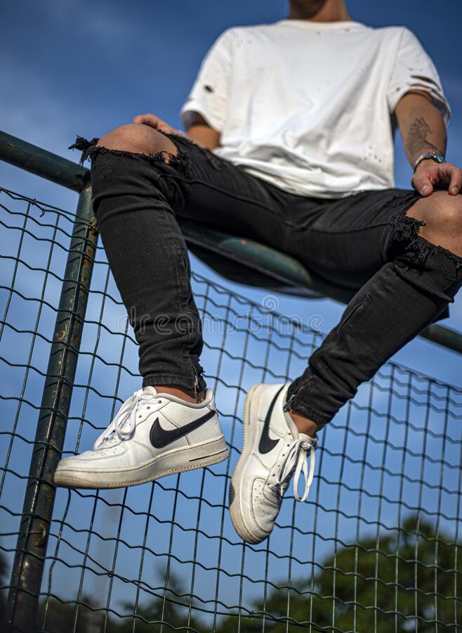 Milan italy june young man wearing pair nike air force young man wearing pair nike air force 1