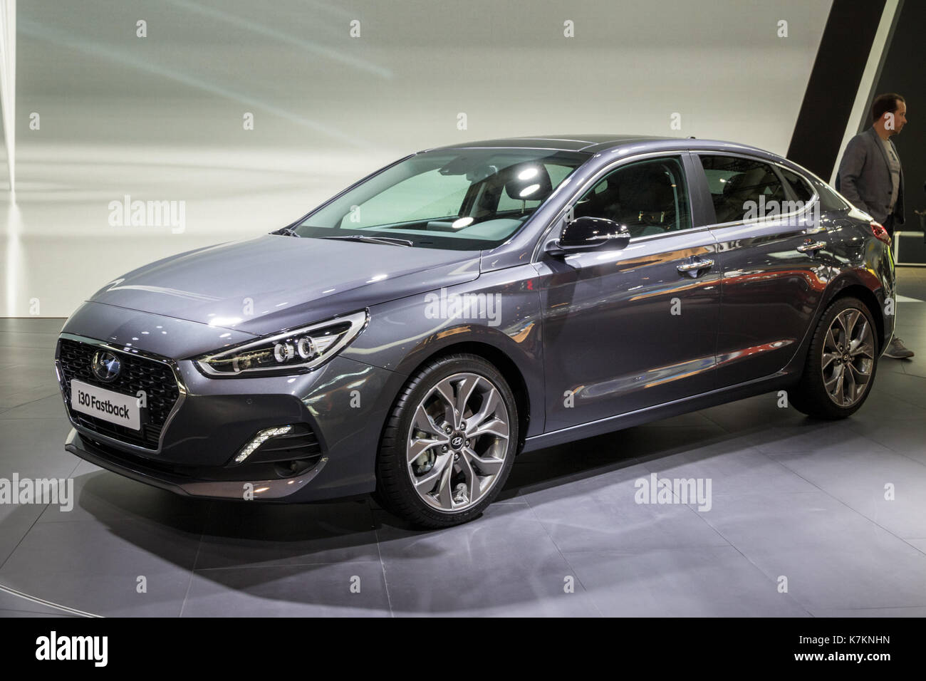 Frankfurt germany sep 12 2017 hyundai i30 fastback car showcased at K7KNHN