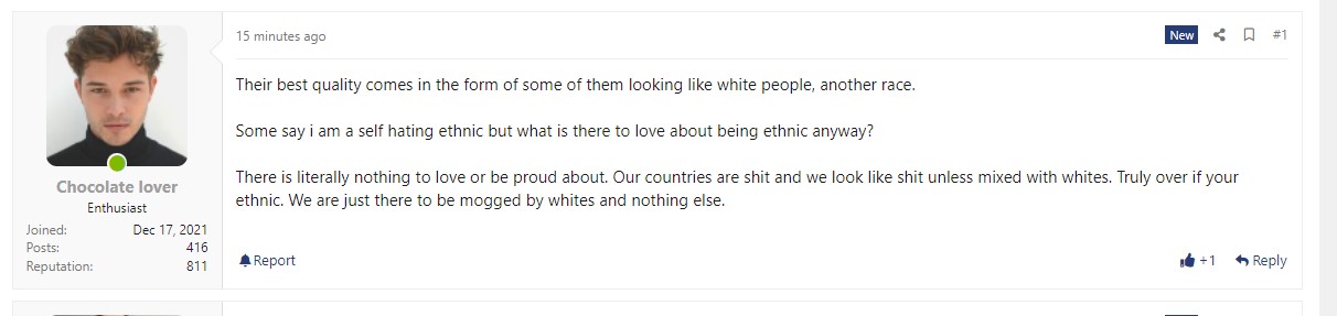 Chocolate lover is a self hating deathnic