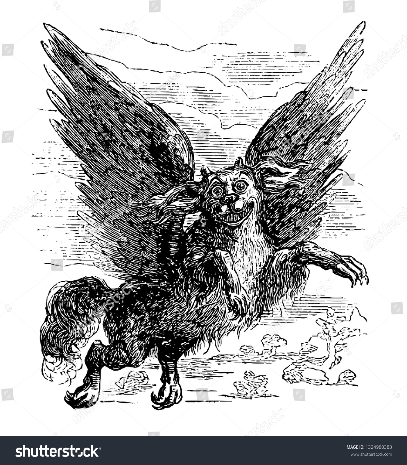 Stock vector bune powerful demon was a grand duke in the hell having the shape of dragon with 