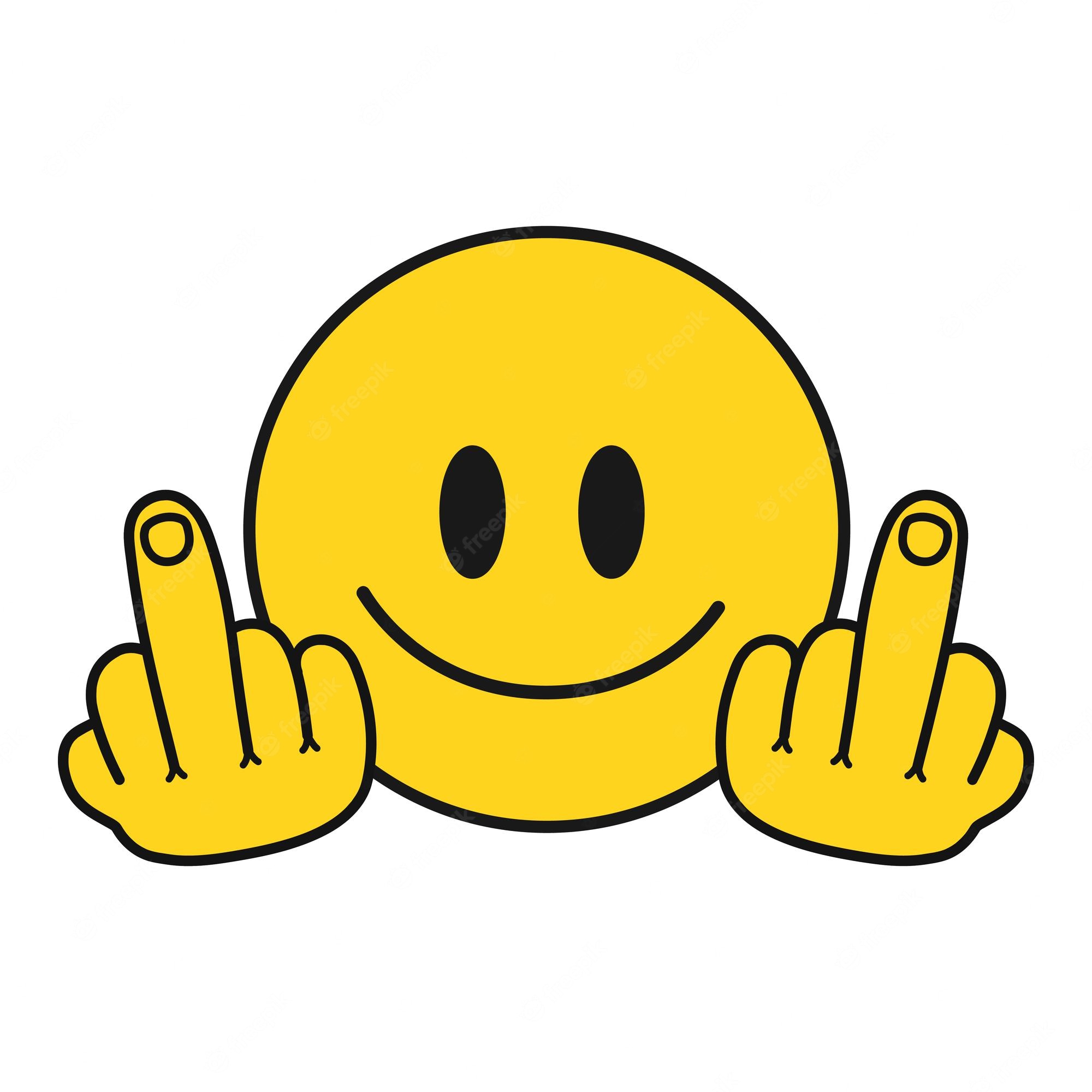 Smile face with middle finger gesture t shirt print vector hand drawn cartoon character illust