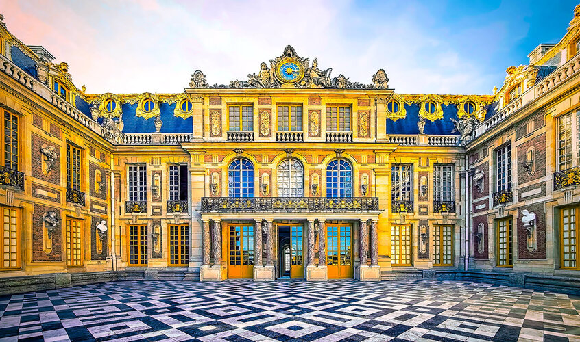 Palace of Versailles Paris France marble courtyard