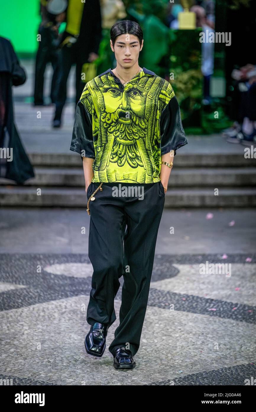 The model brando erba at the versace fashion show on the second day of milan fashion week mens