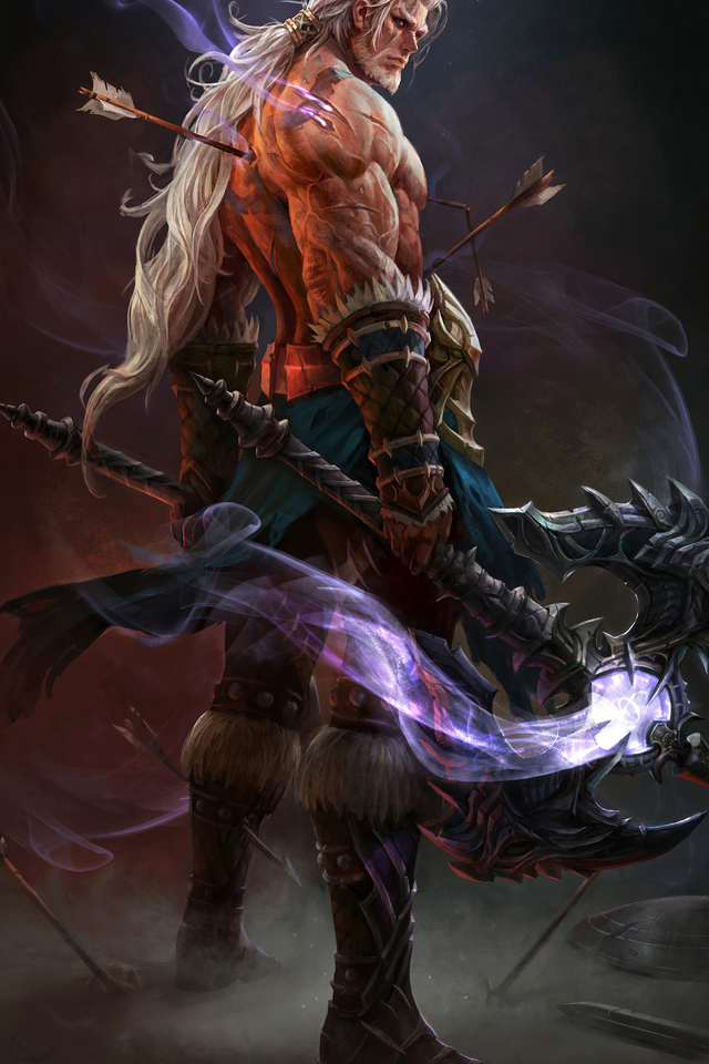 White hair warrior 4k ua 640x960