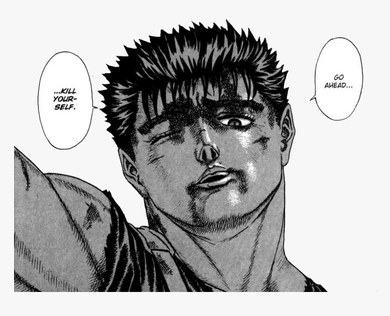 726 7262396 sad guts png berserk guts kill yourself transparent