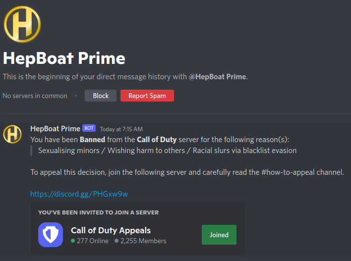 Banned from server