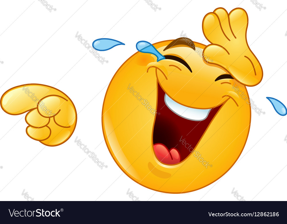 Laughing with tears and pointing emoticon vector 12862186