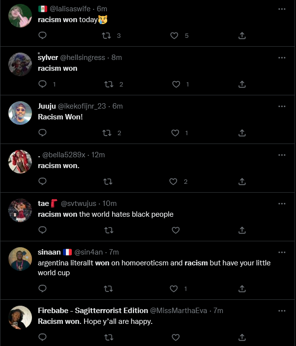 Screenshot 2022 12 18 at 19 06 15 racism won   Twitter Search   Twitter